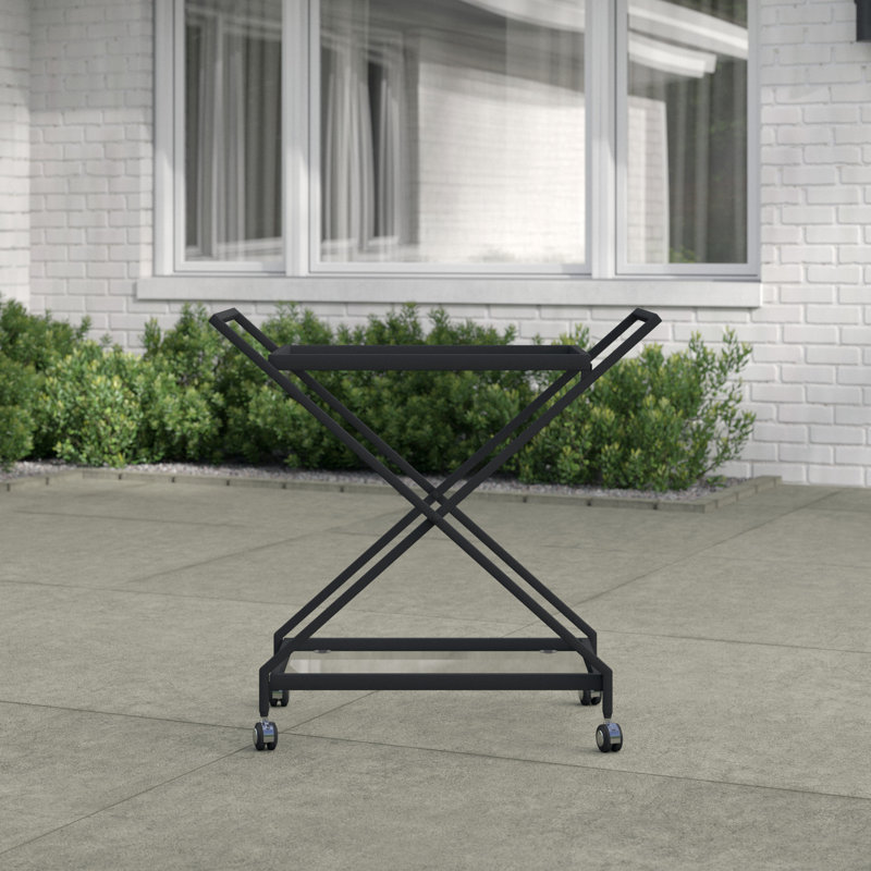 17 Stories Outdoor Iron Bar Serving Cart & Reviews Wayfair